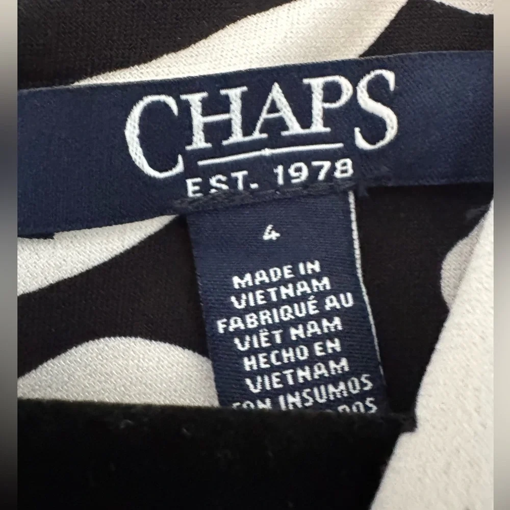 Chaps Black White Floral Dress Size 4 Chic Evening Cocktail - Picture 8 of 9